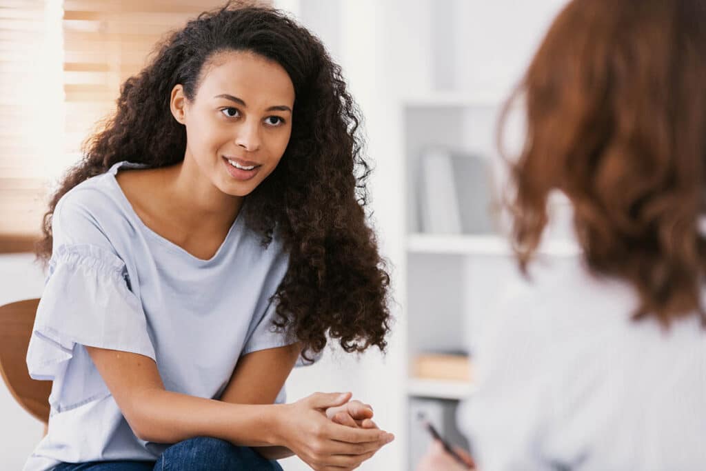 patient listening to anxiety therapist