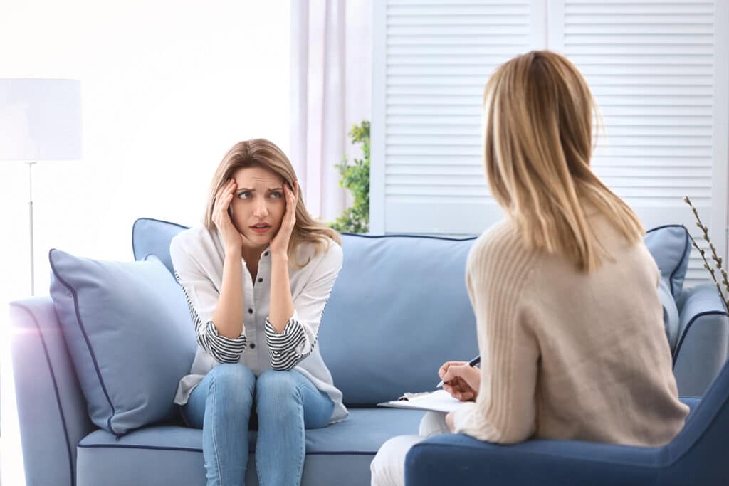 anxiety therapist Camden NJ talking with patient