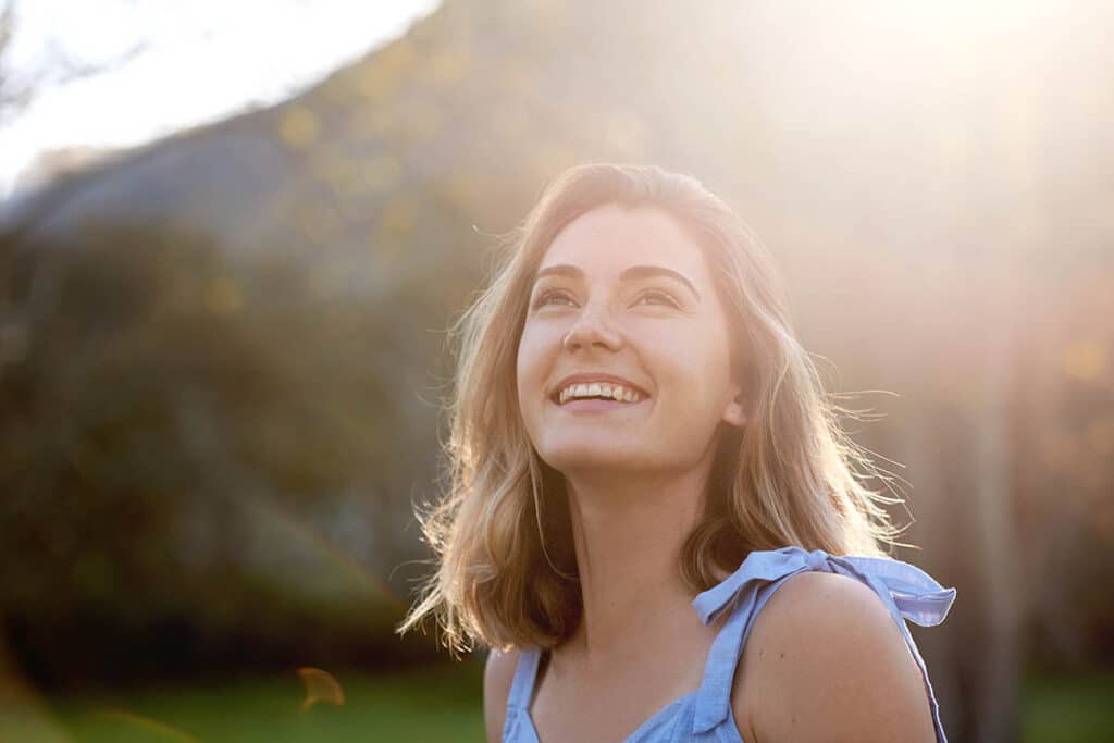 carefree woman in spring