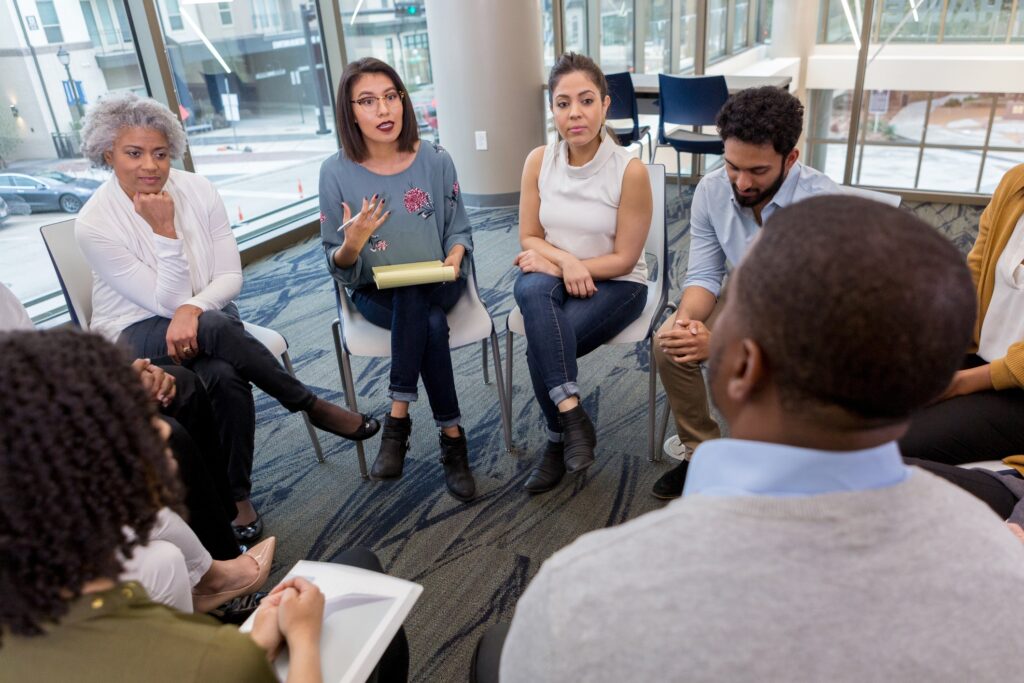 people doing group discussion