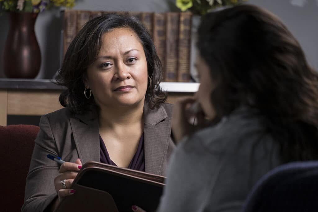 woman talking to her trauma therapist near Blackwood NJ